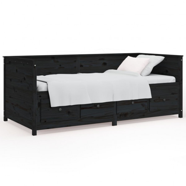 Sofá cama madera maciza de pino negro 75x190 cm M 2