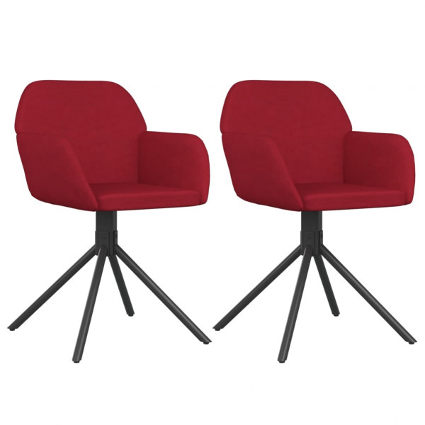 Cadeiras de jantar giratórias 2 pcs veludo vermelho tinto M 2