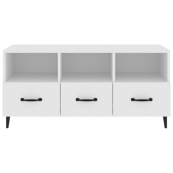 Mueble de TV madera contrachapada blanco 102x35x50 cm M 5