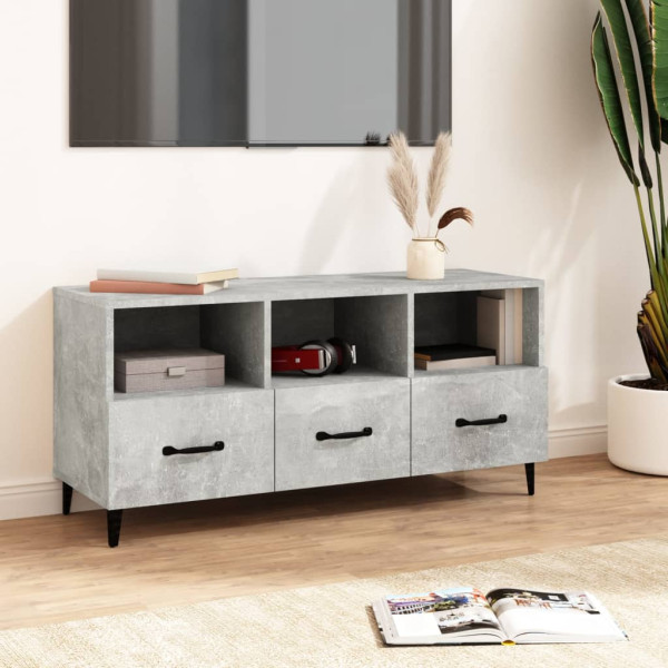 Mueble de TV madera contrachapada gris hormigón 102x35x50 cm D