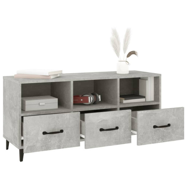 Mueble de TV madera contrachapada gris hormigón 102x35x50 cm M 4