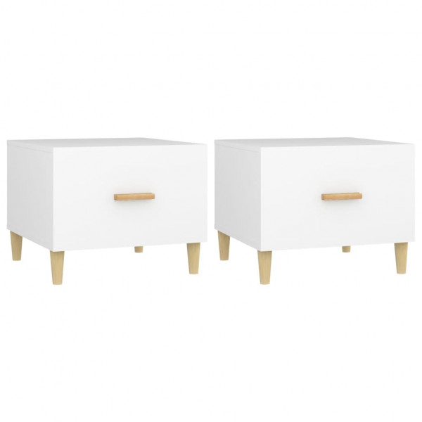 Mesas de centro 2 uds madera de ingeniería blanco 50x50x40 cm M 2