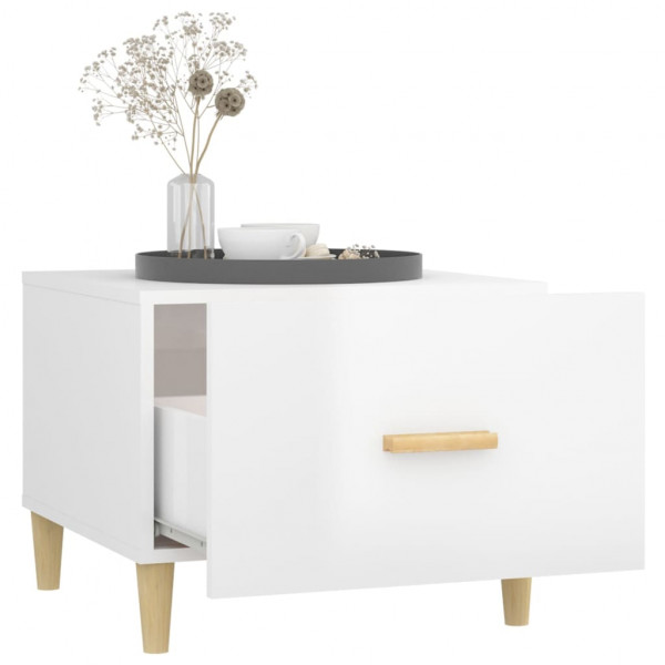 Mesa de centro madera contrachapada brillo blanco 50x50x40 cm M 4