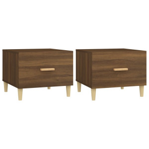 Mesa centro 2 pcs 50x50x40 cm madeira proc. carvalho castanho H