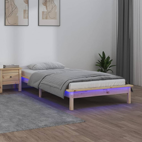 Estructura de cama con LED madera maciza 100x200 cm D