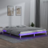 Estrutura de cama com luzes LED 120x200cm madeira maciça branco 1