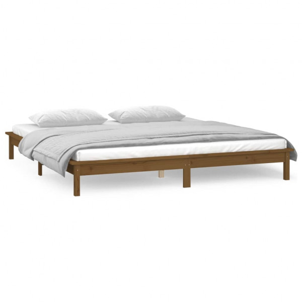 Estructura de cama con LED madera maciza marrón miel 140x200 cm M 4