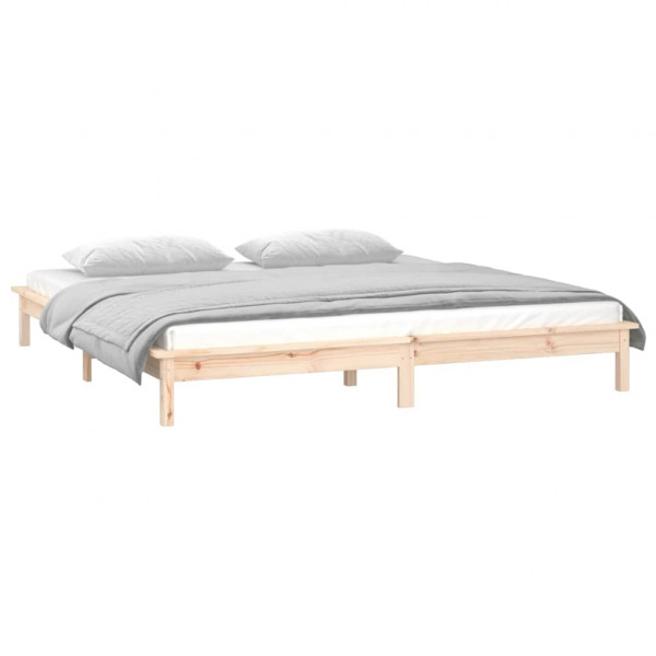 Estructura de cama con LED madera maciza King Size 150x200 cm M 5