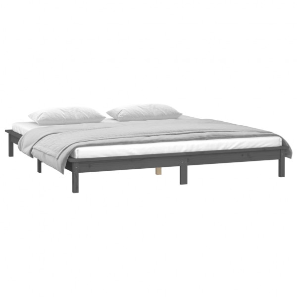 Estructura de cama con LED madera maciza gris 200x200 cm M 5