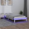 Estrutura cama c/ LED solteiro 75x190 cm madeira maciça branco 1