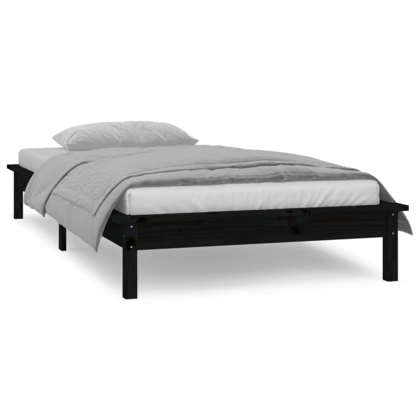 Estructura de cama con LED madera maciza negra 75x190 cm M 4