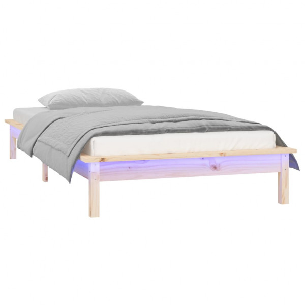 Estructura de cama con LED madera maciza 90x190 cm M 3