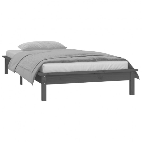 Estructura de cama con LED madera maciza gris 90x190 cm M 5