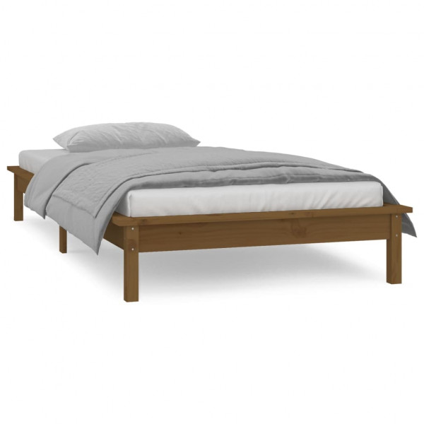 Estructura de cama con LED madera maciza marrón miel 90x190 cm M 4