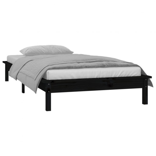 Estructura de cama con LED madera maciza negra 90x190 cm M 5