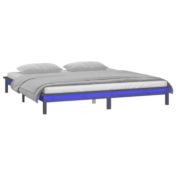 Estrutura cama c/ LED pequena casal 120x190 cm pinho cinza M 3