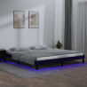 Estructura de cama doble con LED madera maciza negra 120x190 cm 1