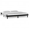 Estructura de cama doble con LED madera maciza negra 120x190 cm 4