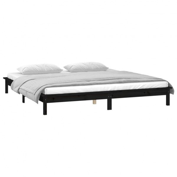 Estrutura cama c/ LED pequena casal 120x190 cm pinho preto M 5