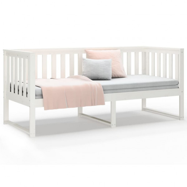 Sofá cama madera maciza de pino blanco 75x190 cm M 5