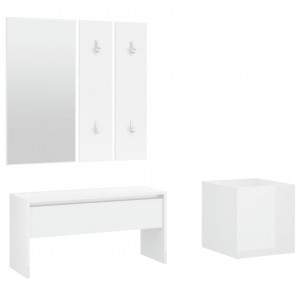 Set de muebles de recibidor madera contrachapada blanco brillo H