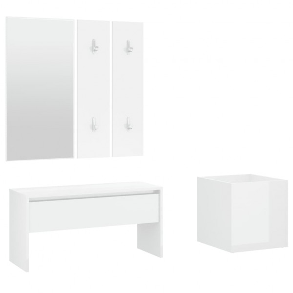 Set de muebles de recibidor madera contrachapada blanco brillo M 2