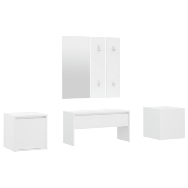 Juego de muebles de recibidor madera contrachapada blanco M 2