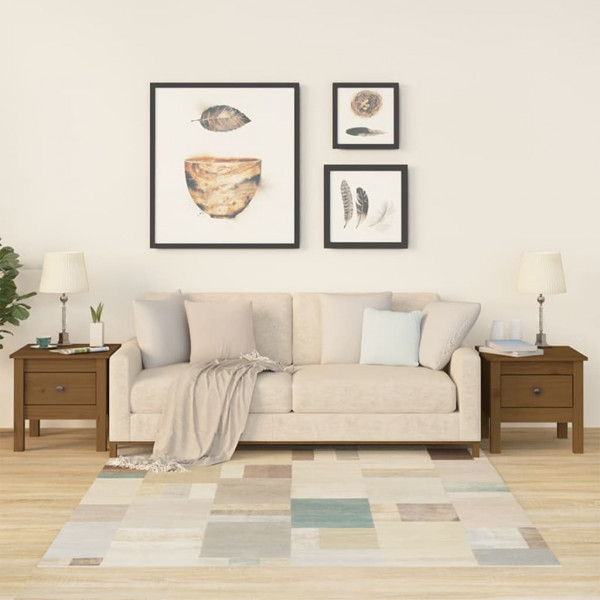 Mesa auxiliar 2 uds madera maciza pino marrón miel 40x40x39 cm D