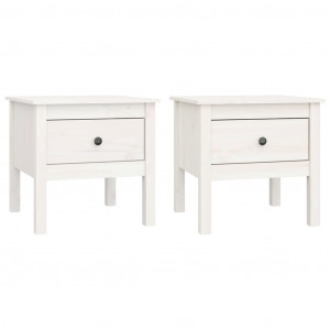 Mesas de apoio 2 pcs 50x50x49 cm madeira de pinho maciça Branco H