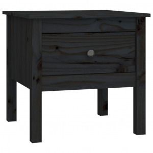 Mesa auxiliar de madera maciza de pino negro 50x50x49 cm H