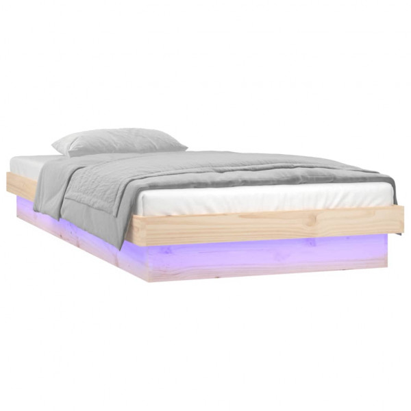 Estrutura de cama com luzes LED 100x200 cm madeira maciça M 5