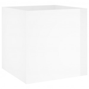 Jardinera de madera contrachapada blanco brillante 40x40x40 cm H