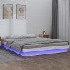 Estructura de cama con LED madera maciza blanca 200x200 cm 1