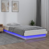 Estructura de cama con LED madera maciza blanca 75x190 cm 1
