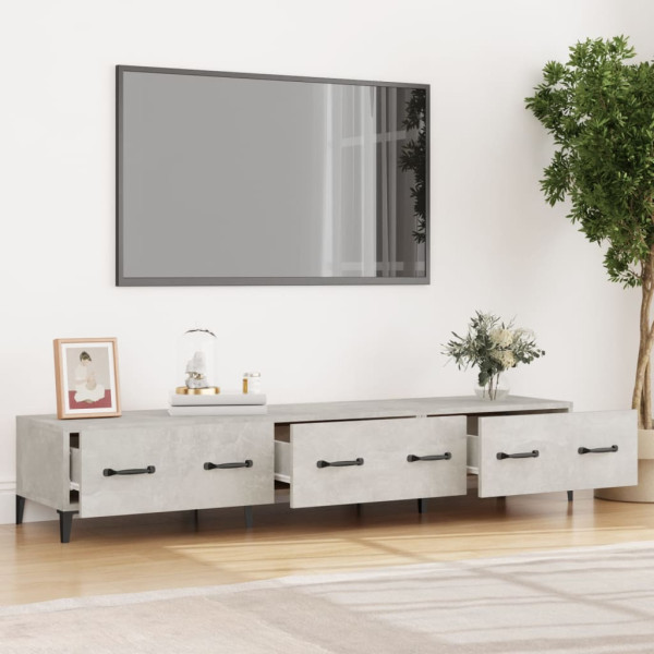 Mueble de TV madera contrachapada gris hormigón 150x34.5x30 cm M 3