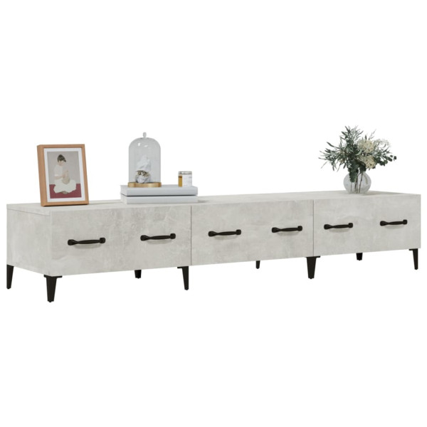 Mueble de TV madera contrachapada gris hormigón 150x34.5x30 cm M 4