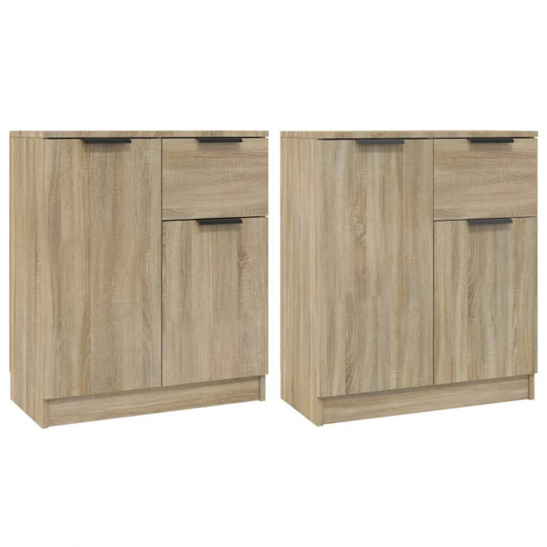 Aparadores 2 uds madera contrachapada roble Sonoma 60x30x70 cm M 2