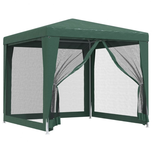 Carpa para fiestas con 4 paredes de malla HDPE verde 2.5x2.5 m M 2