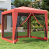 Tenda festas c/ 4 paredes laterais rede 2.5x2.5m PEAD vermelho 1
