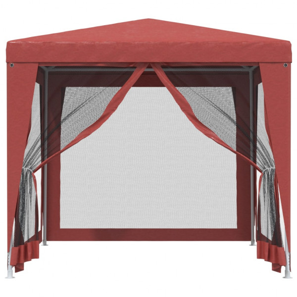 Carpa para fiestas con 4 paredes de malla HDPE rojo 2.5x2.5 m M 3