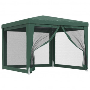 Carpa para fiestas con 4 paredes de malla HDPE verde 3x3 m H