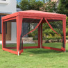 Tenda p/ festas c/ 4 paredes laterais rede 3x3 m PEAD vermelho 1