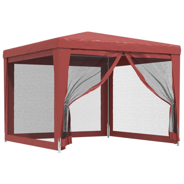 Tenda p/ festas c/ 4 paredes laterais rede 3x3 m PEAD vermelho M 2