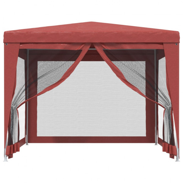 Tenda p/ festas c/ 4 paredes laterais rede 3x3 m PEAD vermelho M 3