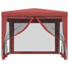 Tenda p/ festas c/ 4 paredes laterais rede 3x3 m PEAD vermelho 3