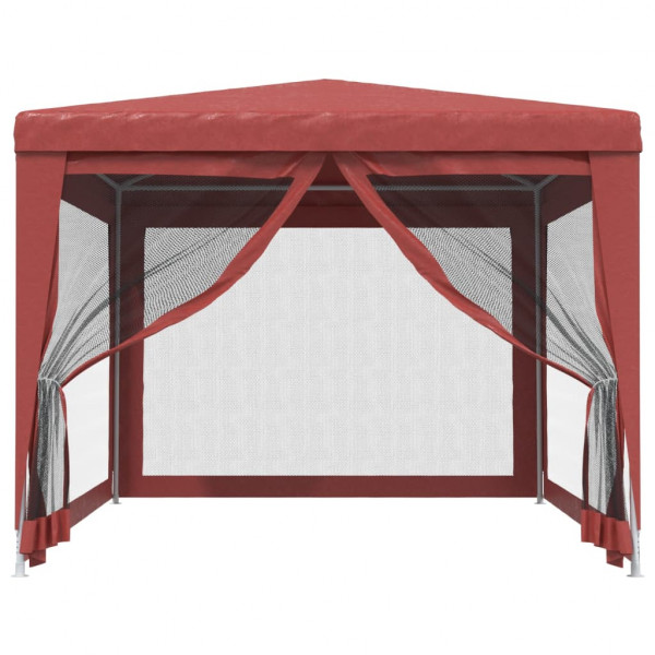 Carpa para fiestas con 4 paredes de malla HDPE rojo 3x4 m M 3