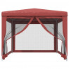 Carpa para fiestas con 4 paredes de malla HDPE rojo 3x4 m 3