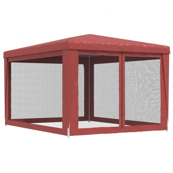 Tenda p/ festas c/ 4 paredes laterais rede 3x4 m PEAD vermelho M 5