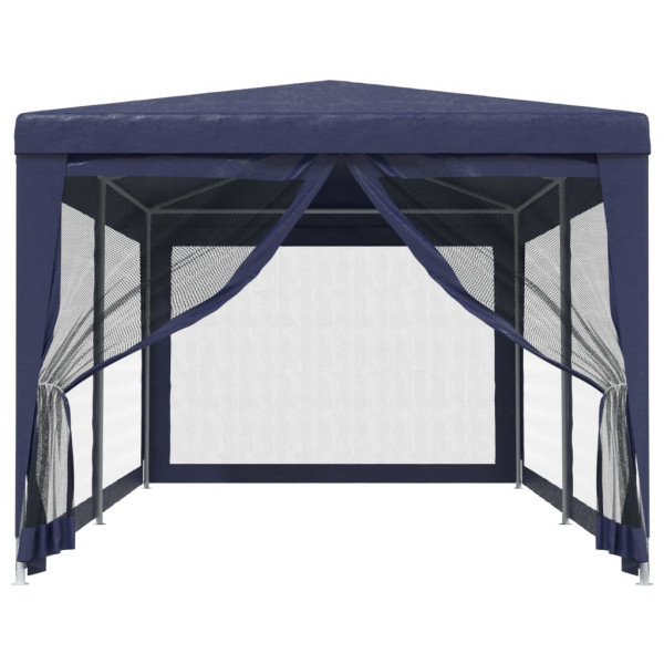 Carpa para fiestas con 6 paredes de malla HDPE azul 3x6 m M 3