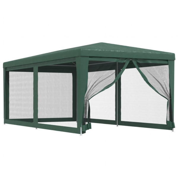 Carpa para fiestas con 6 paredes de malla HDPE verde 3x6 m M 2